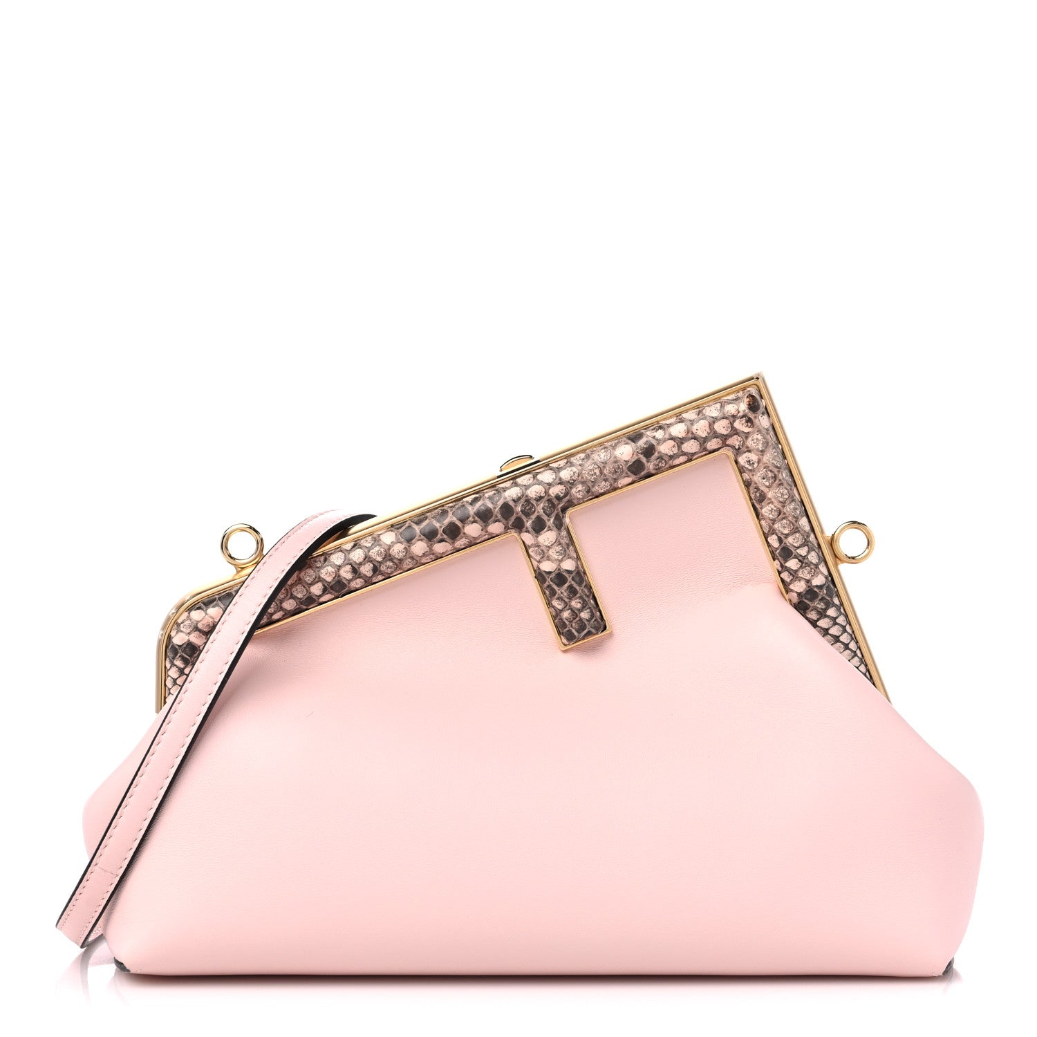 Fendi Shiny Nappa Snakeskin Small Fendi First Rosa Confetto Cipria 1 of 9
