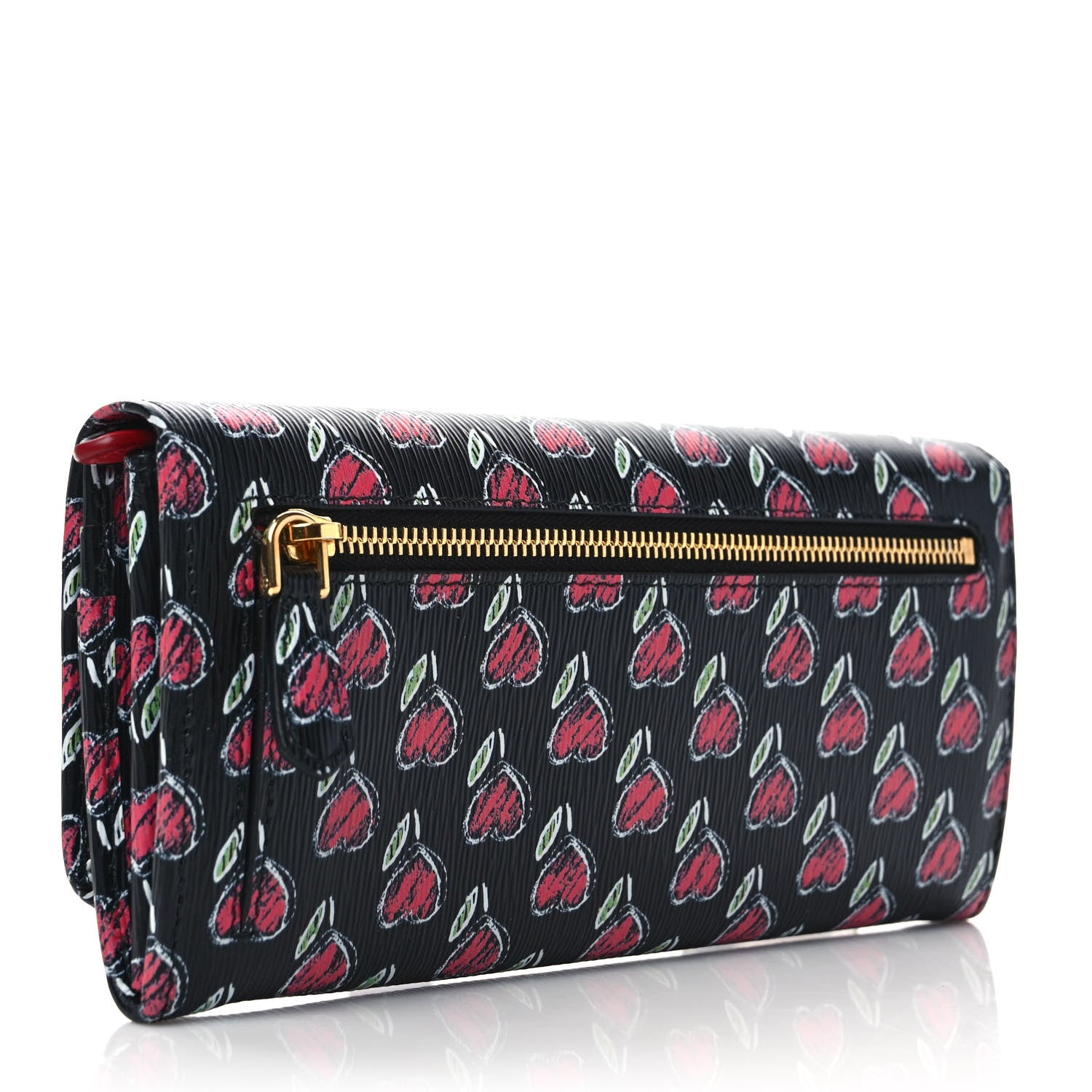 Prada Vitello Move Love Continental Flap Travel Wallet Black 3 of 8