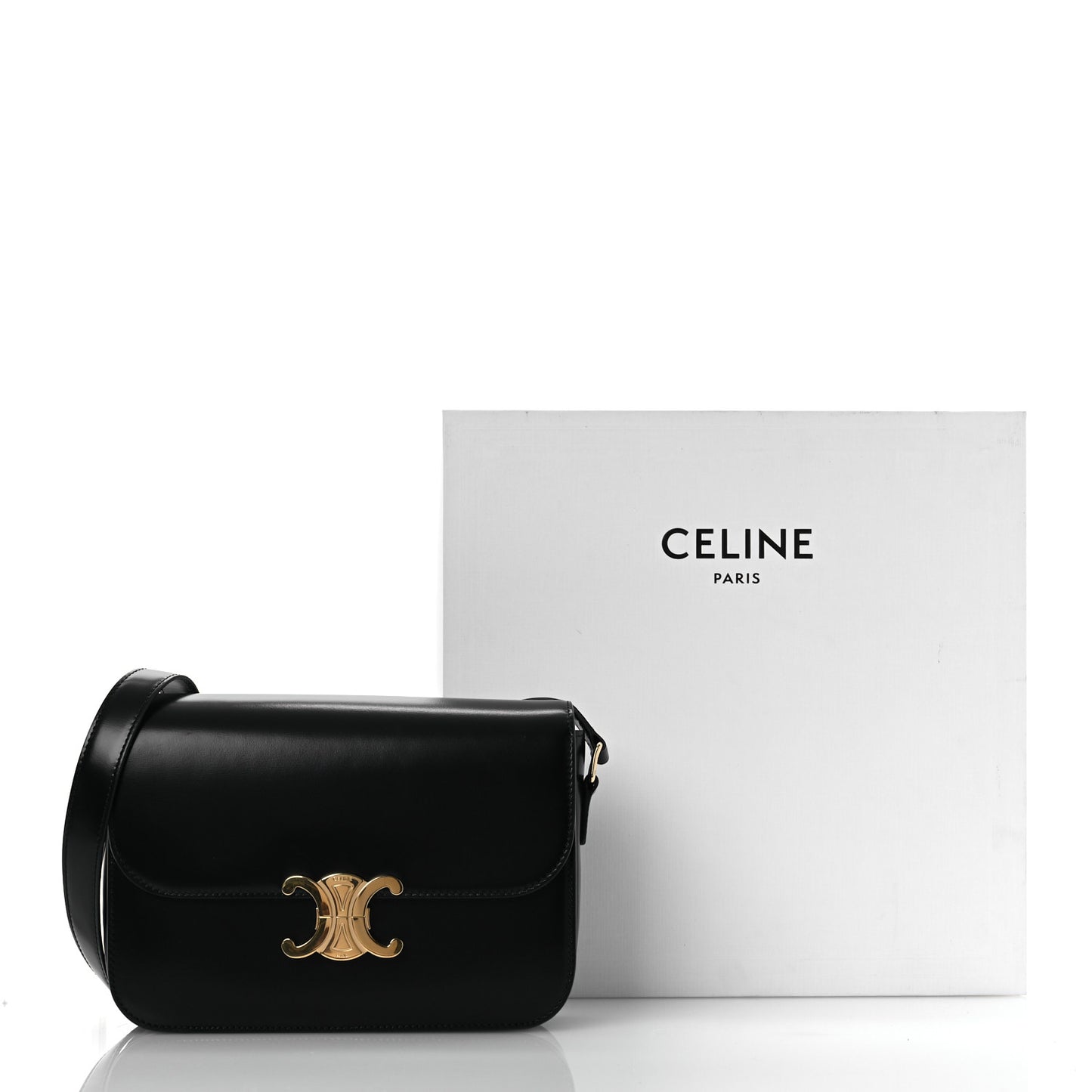 Shiny Calfskin Medium Triomphe Black