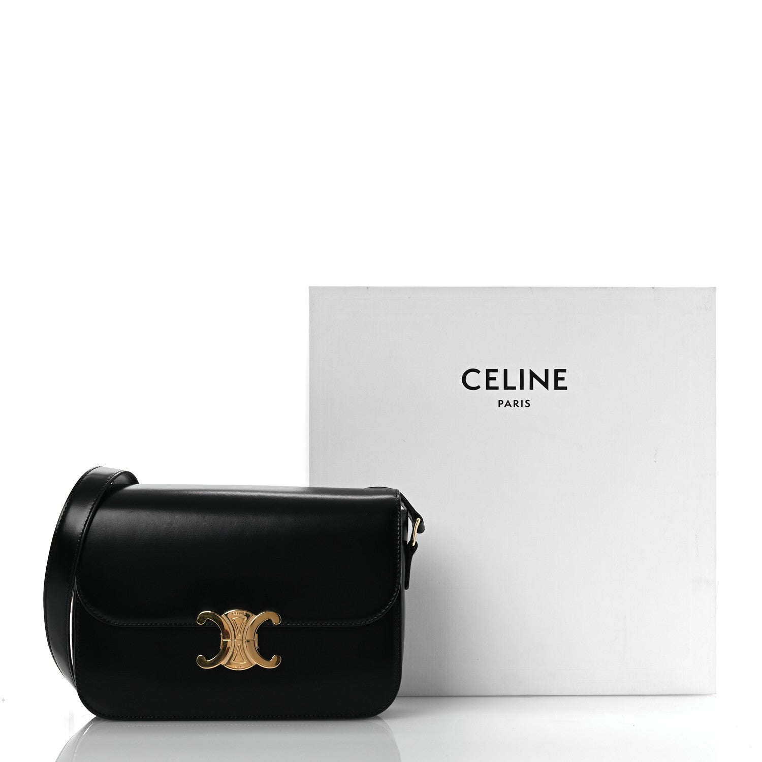 Celine Shiny Calfskin Medium Triomphe Black 14 of 14