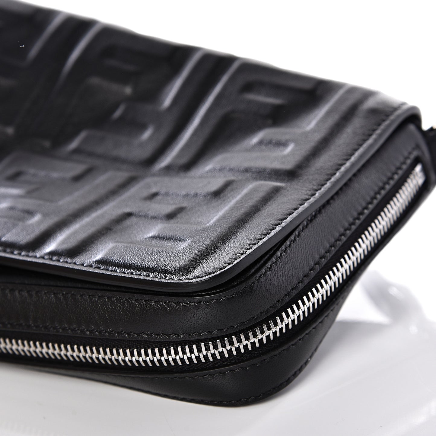 Nappa FF 1974 Embossed Mini Expandable Flap Bag Black