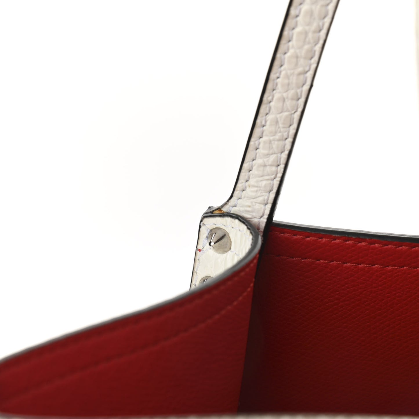 Calfskin Lizard Embossed Spikes East West Cabata Tote White