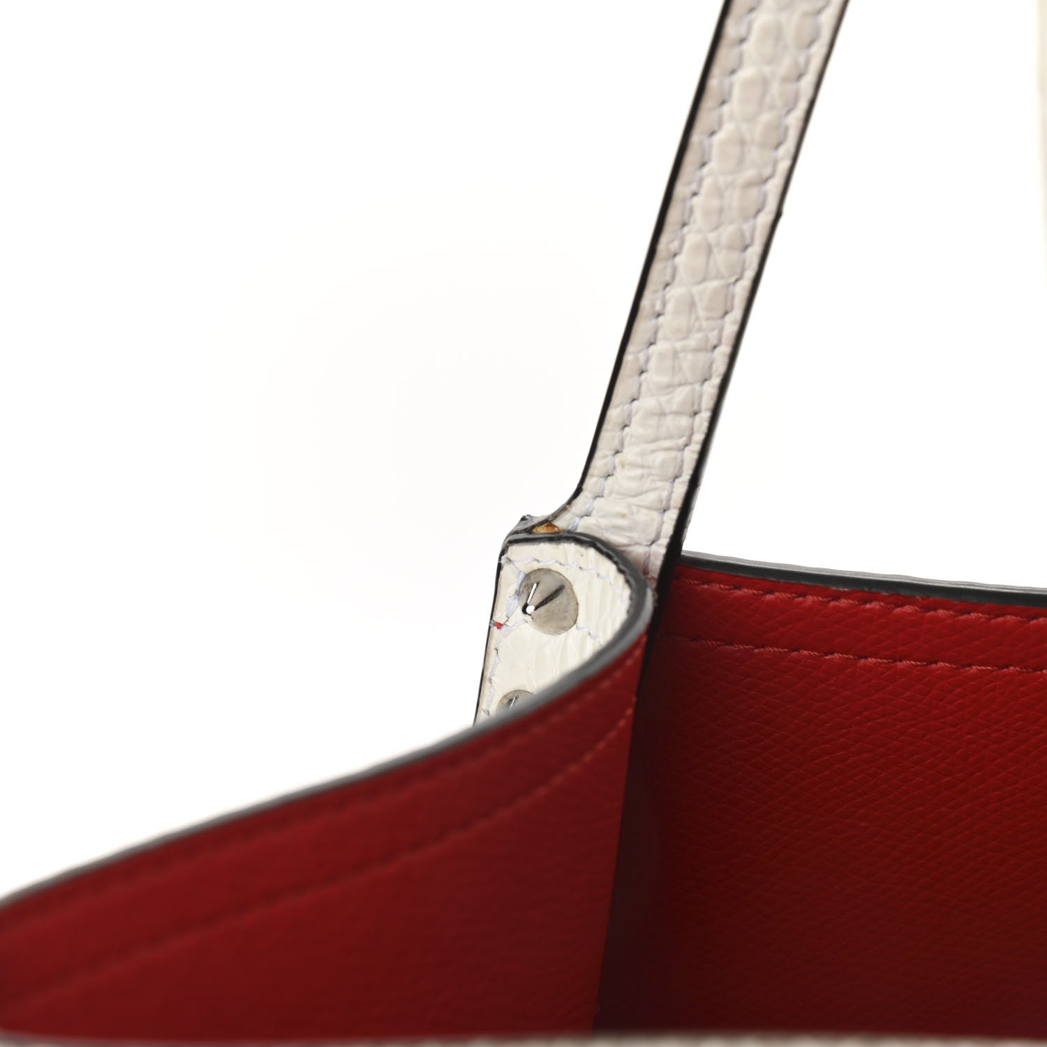 Christian Louboutin Calfskin Lizard Embossed Spikes East West Cabata Tote White 13 of 13