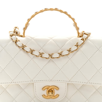 Chanel Lambskin Quilted Mini Metal Top Handle Rectangular Flap White 8 of 10