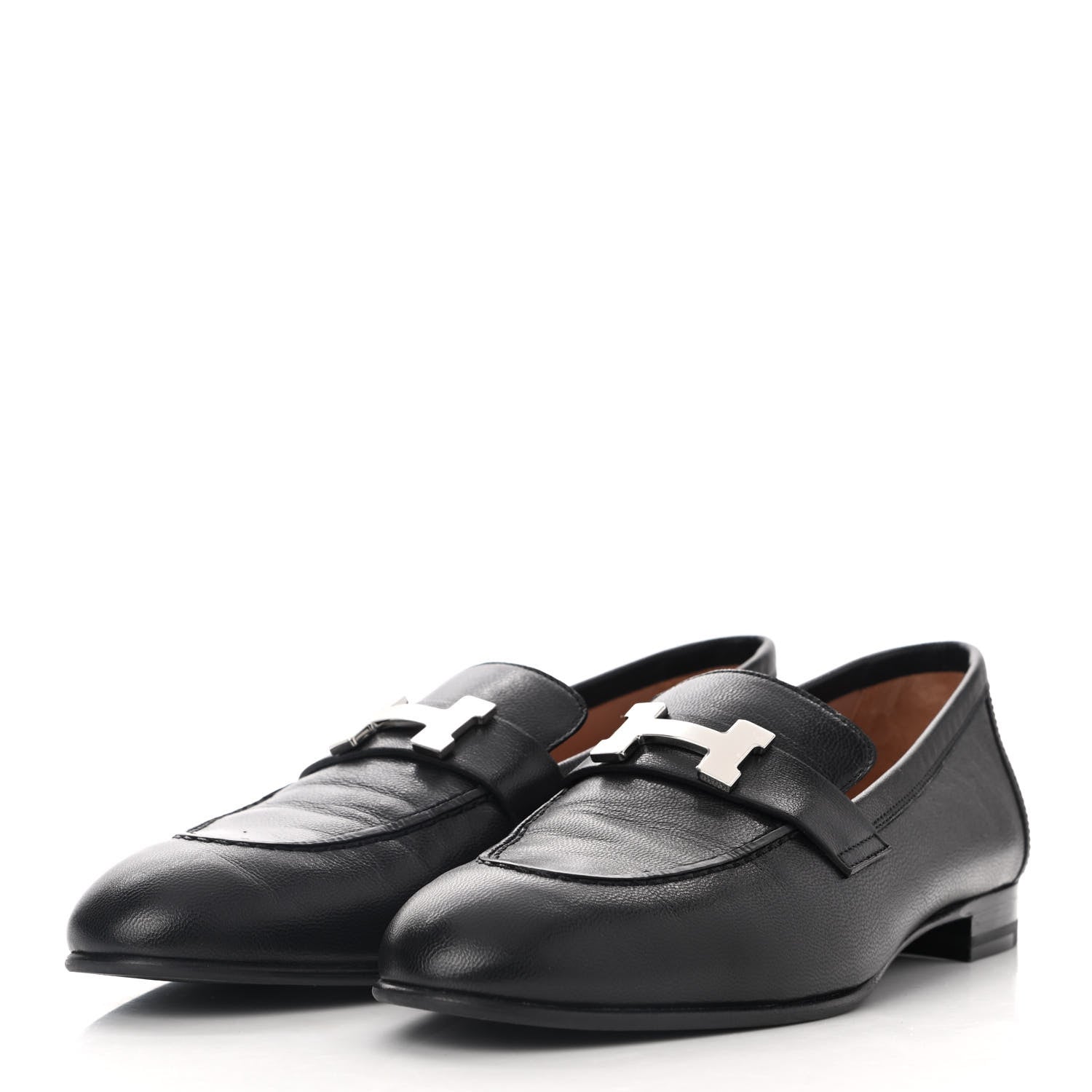 Hermes Goatskin Womens Paris Loafers 38 Black 3 of 9