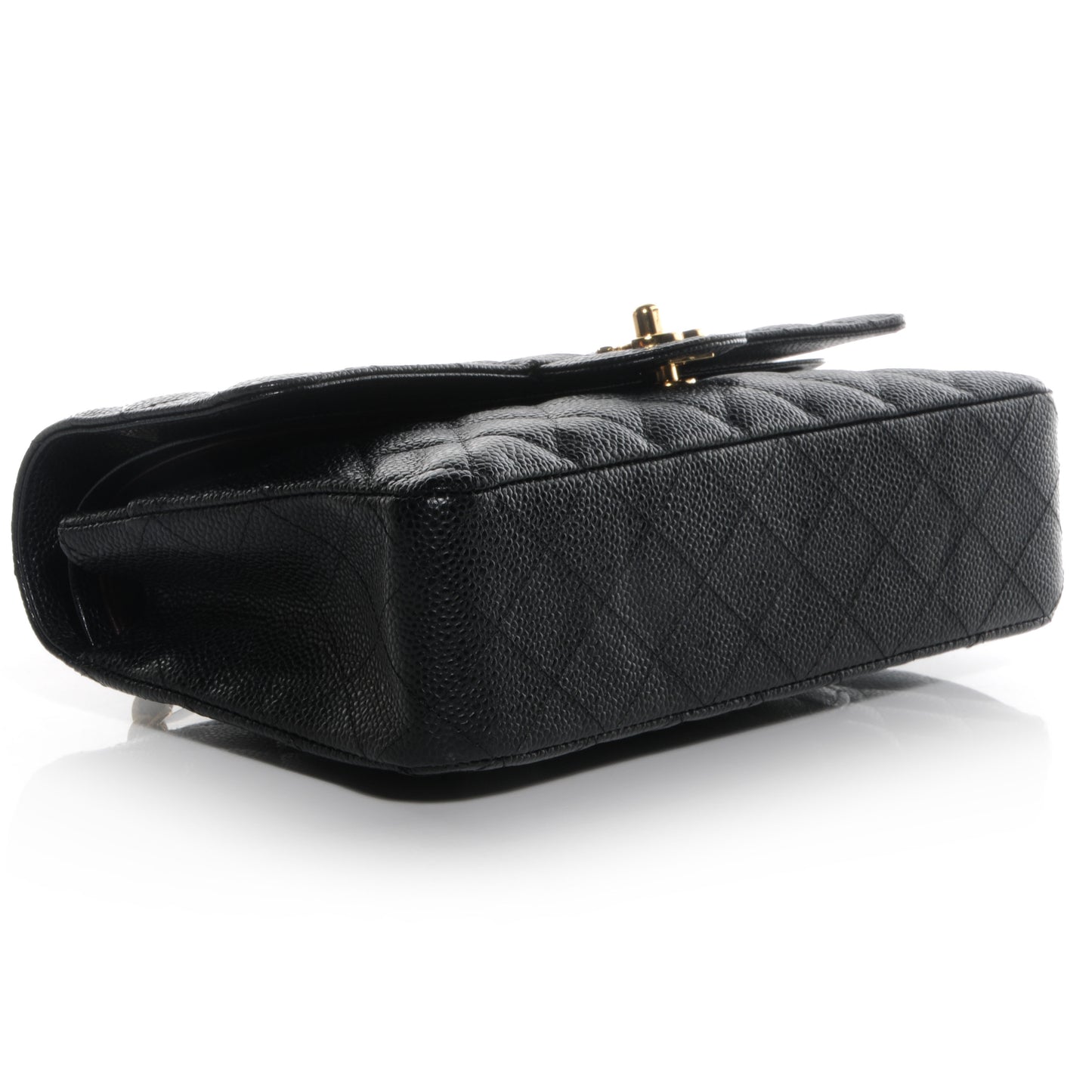 Caviar Quilted Medium Double Flap Black