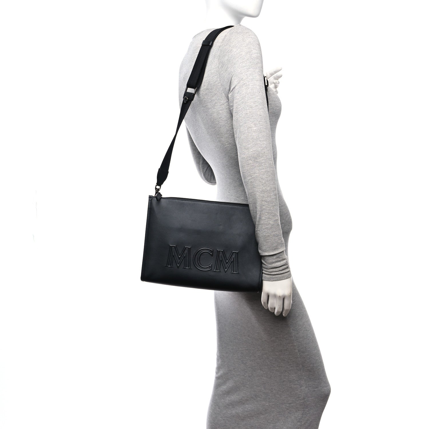 MCM Calfskin Aren Clutch Crossbody Black 2 of 11