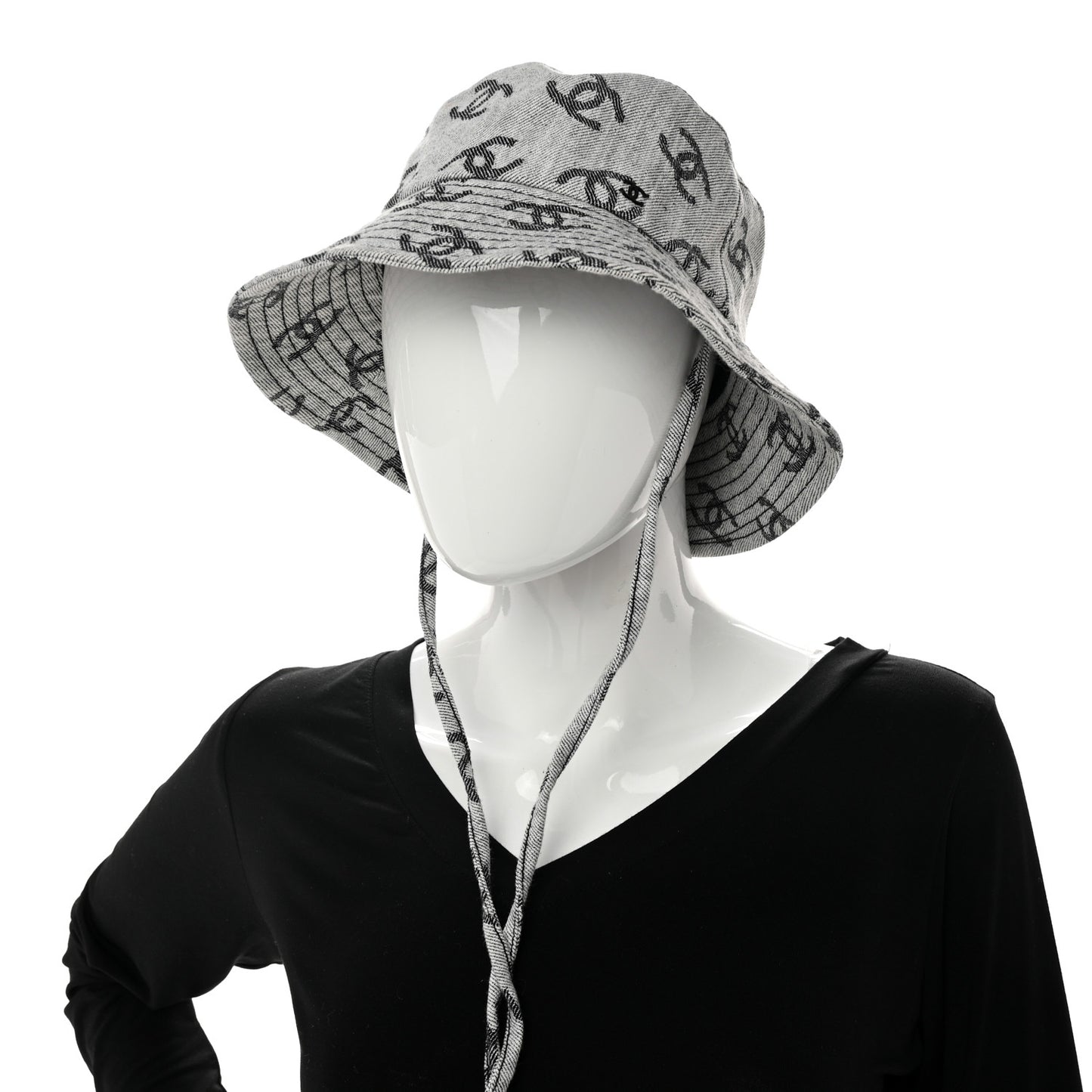 Denim CC Bucket Hat S White Black