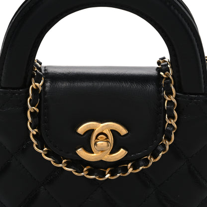 Chanel Shiny Aged Calfskin Quilted Mini Nano Kelly Shopper Black 8 of 10