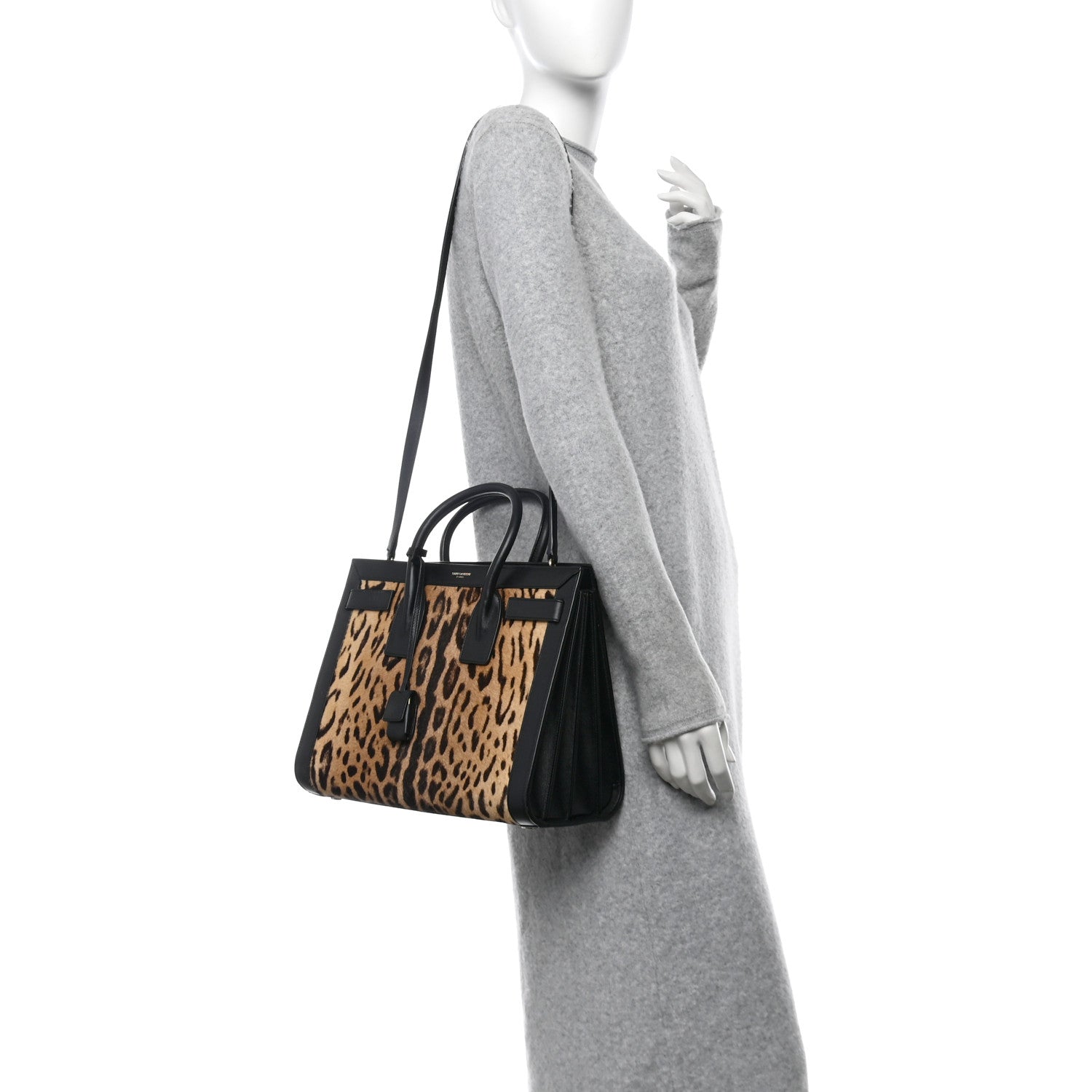 Saint Laurent Calf Hair Leopard Print Small Sac De Jour Black 2 of 12