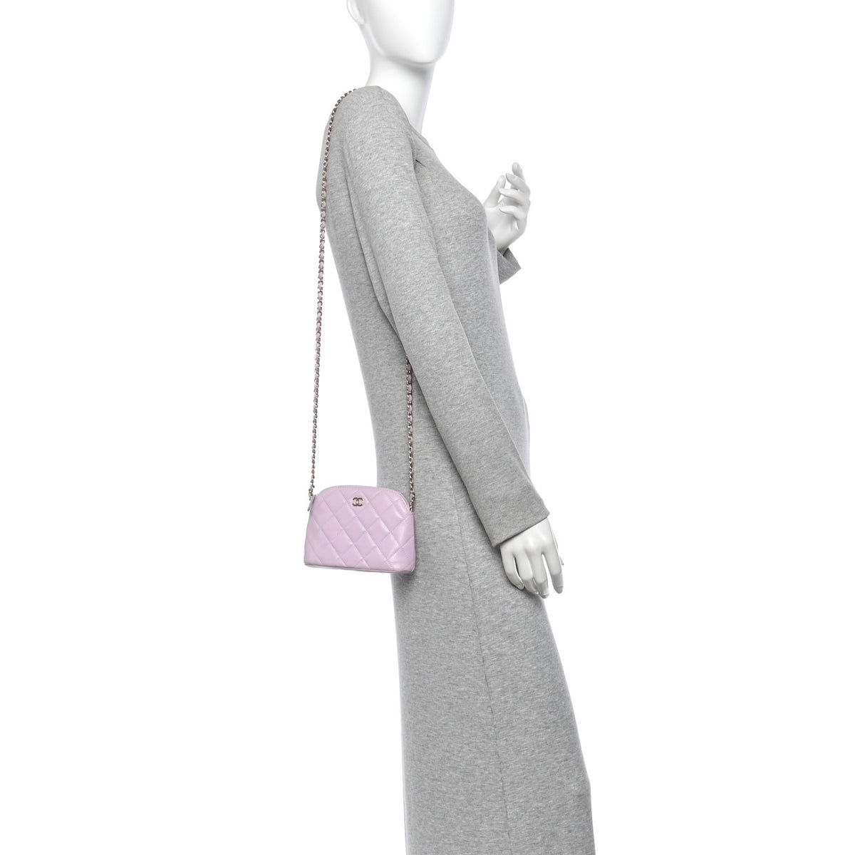 Caviar Quilted Mini Classic Clutch With Chain Light Purple