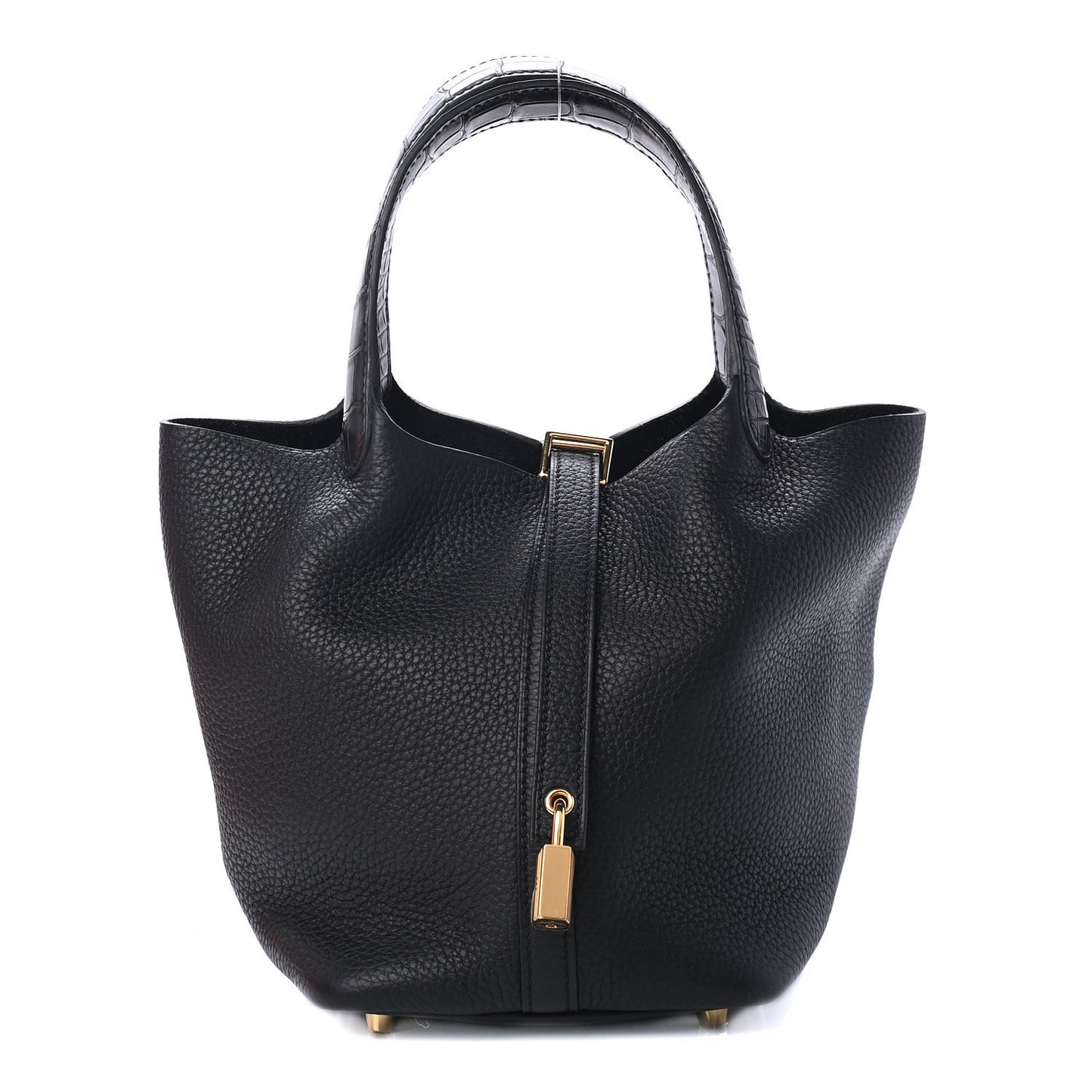 Taurillon Clemence Matte Alligator Picotin Lock Touch 18 PM Black