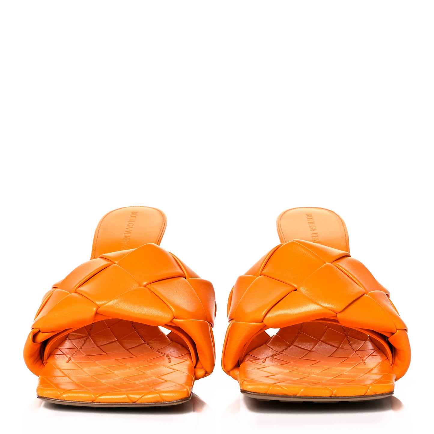 Nappa Maxi Intrecciato Lido Mule Sandals 40 Tangerine