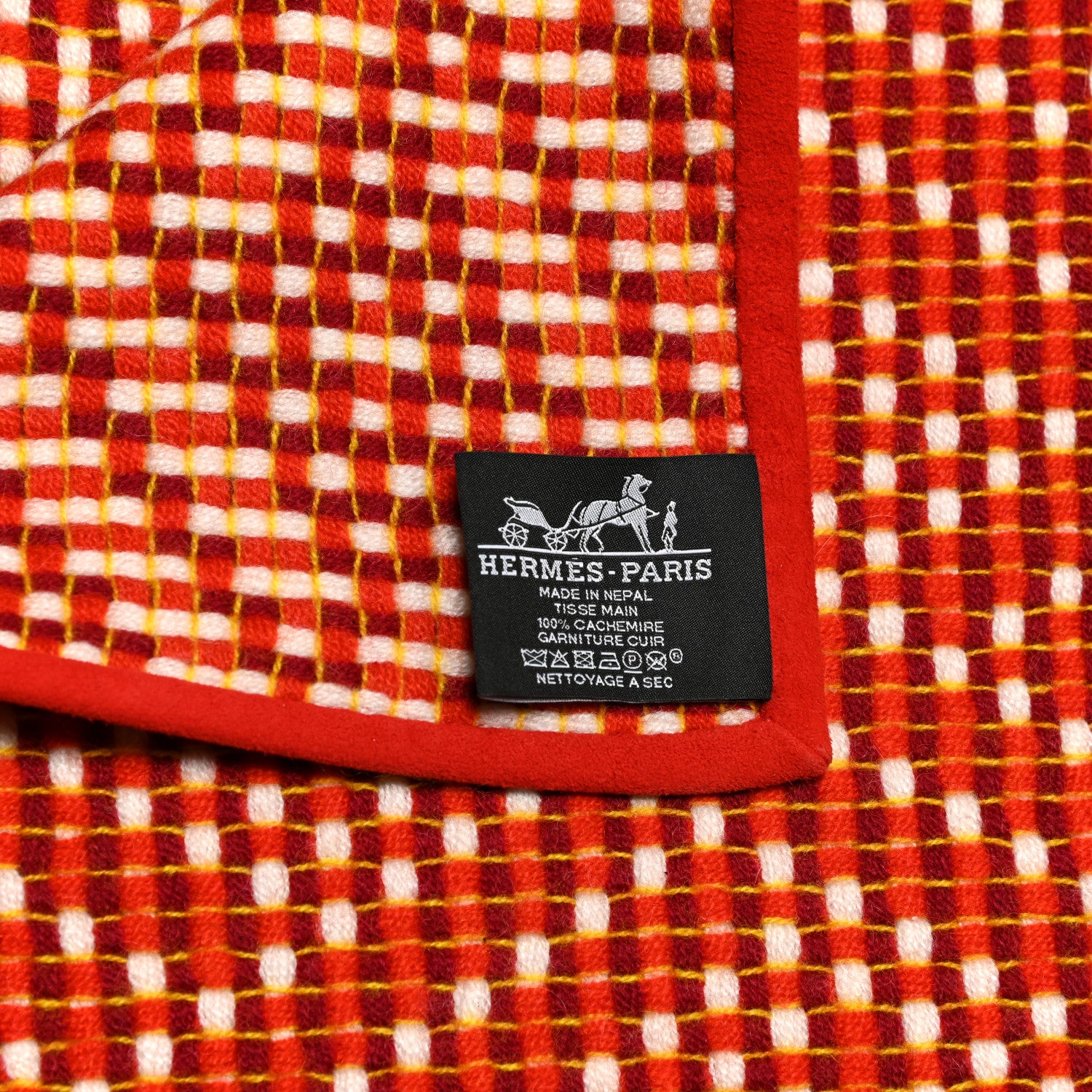 Hermes Cashmere Woven Suede Goatskin Pique-Nique Blanket 4 of 4