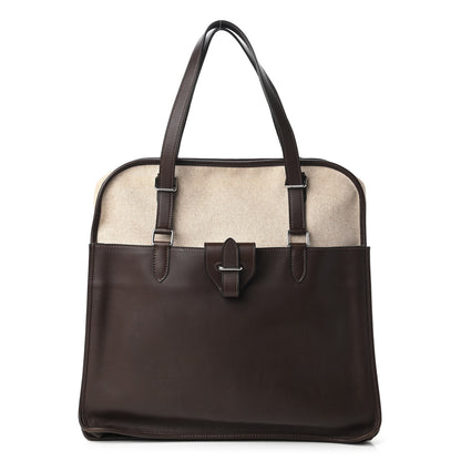 Hermes Toile Swift Jumping Shopping Bag Chocolate 1 of 9