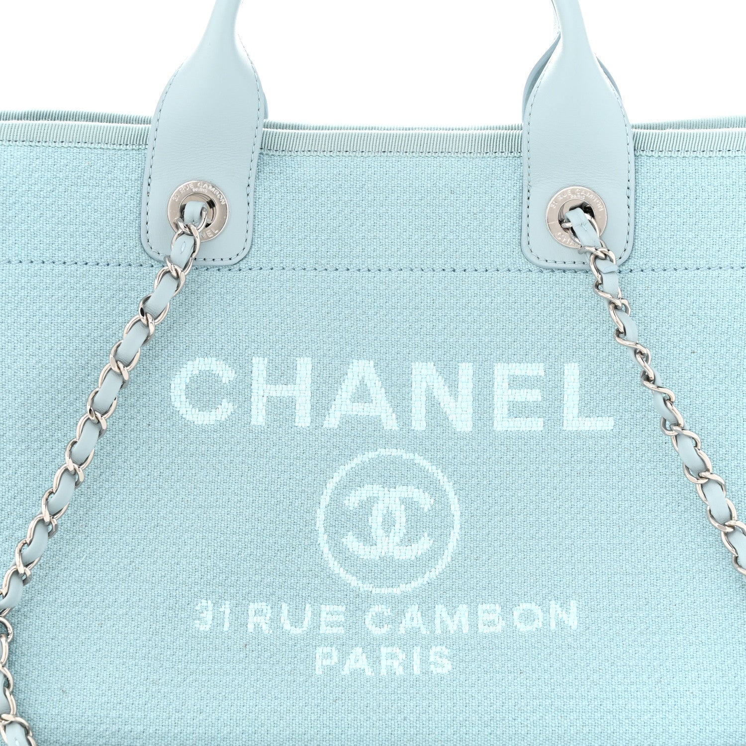Chanel Mixed Fibers Small Deauville Tote Light Blue 9 of 11