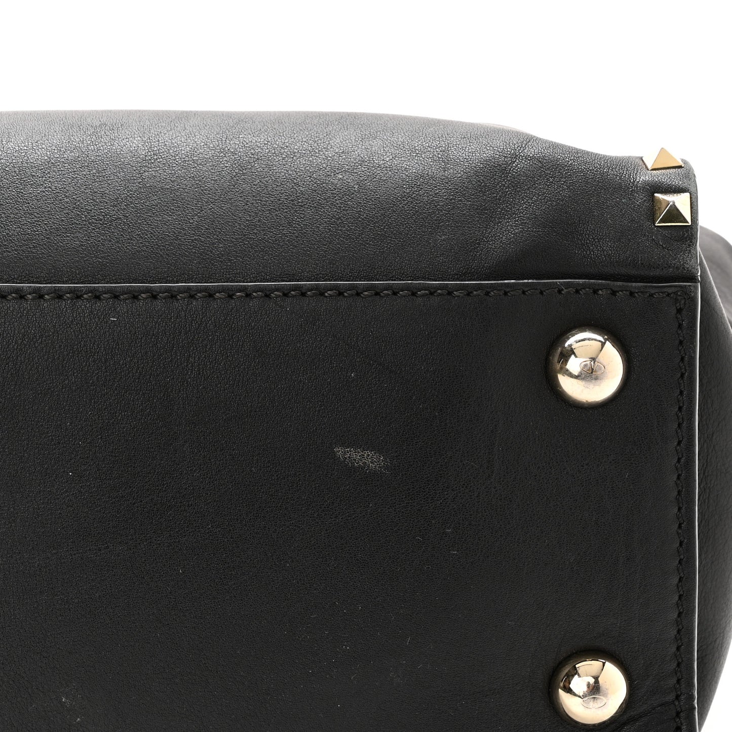 Vitello Rockstud Dome Shopper Black