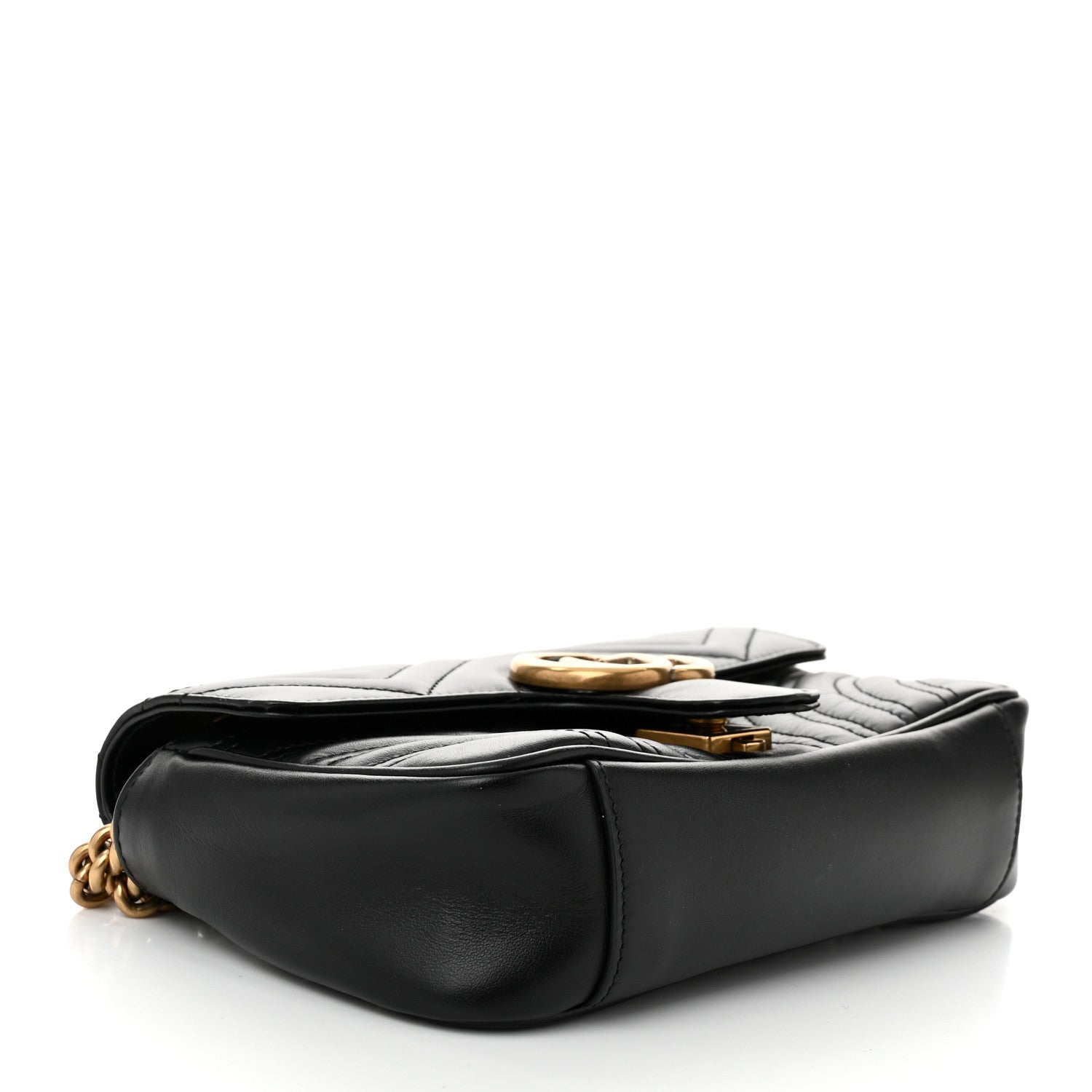 Gucci Calfskin Matelasse Mini GG Marmont Shoulder Bag Black 4 of 10