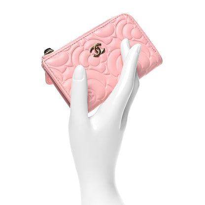 Chanel Caviar Camellia Embossed Key Holder Case Pink 2 of 11