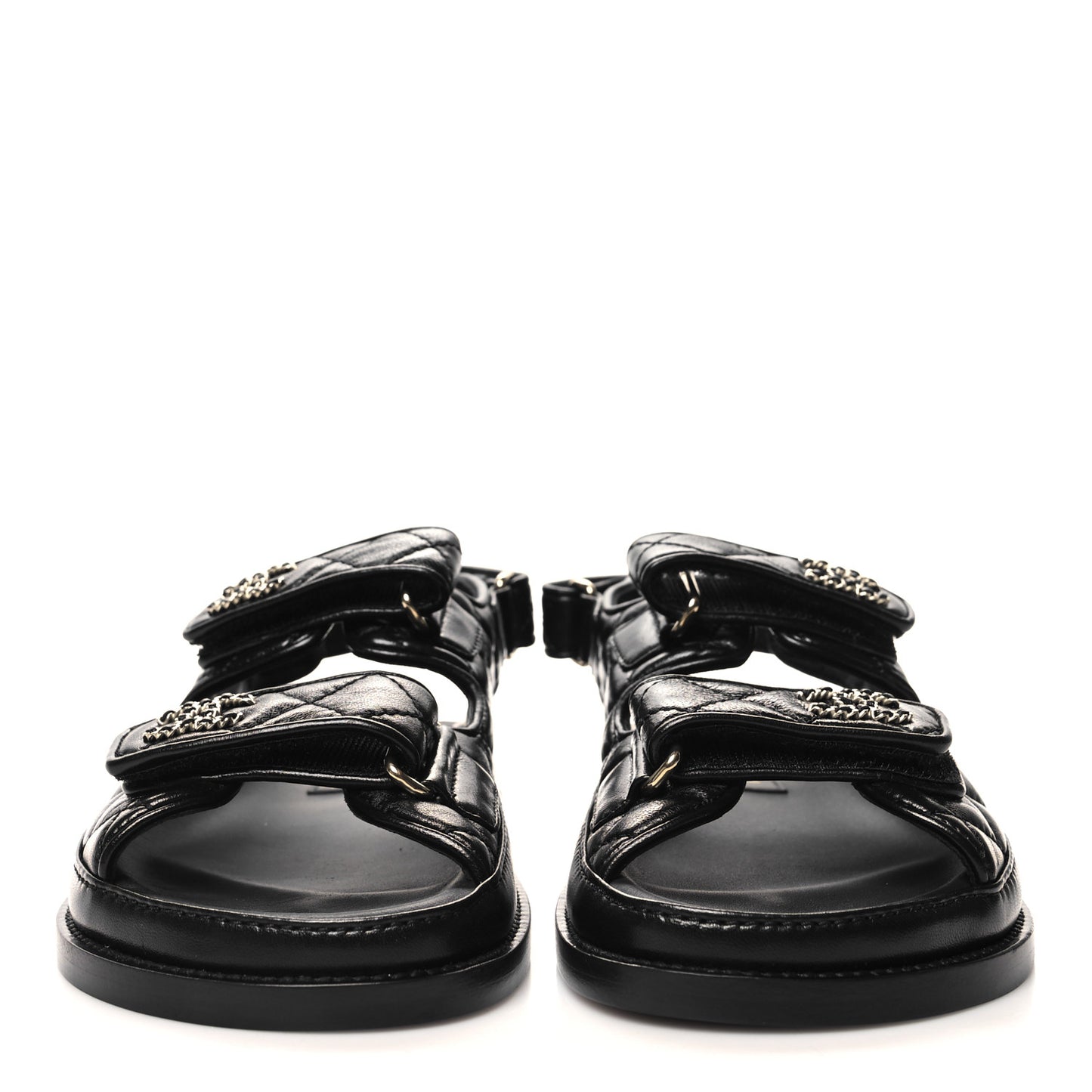 Lambskin Velcro Dad Sandals 35 Black