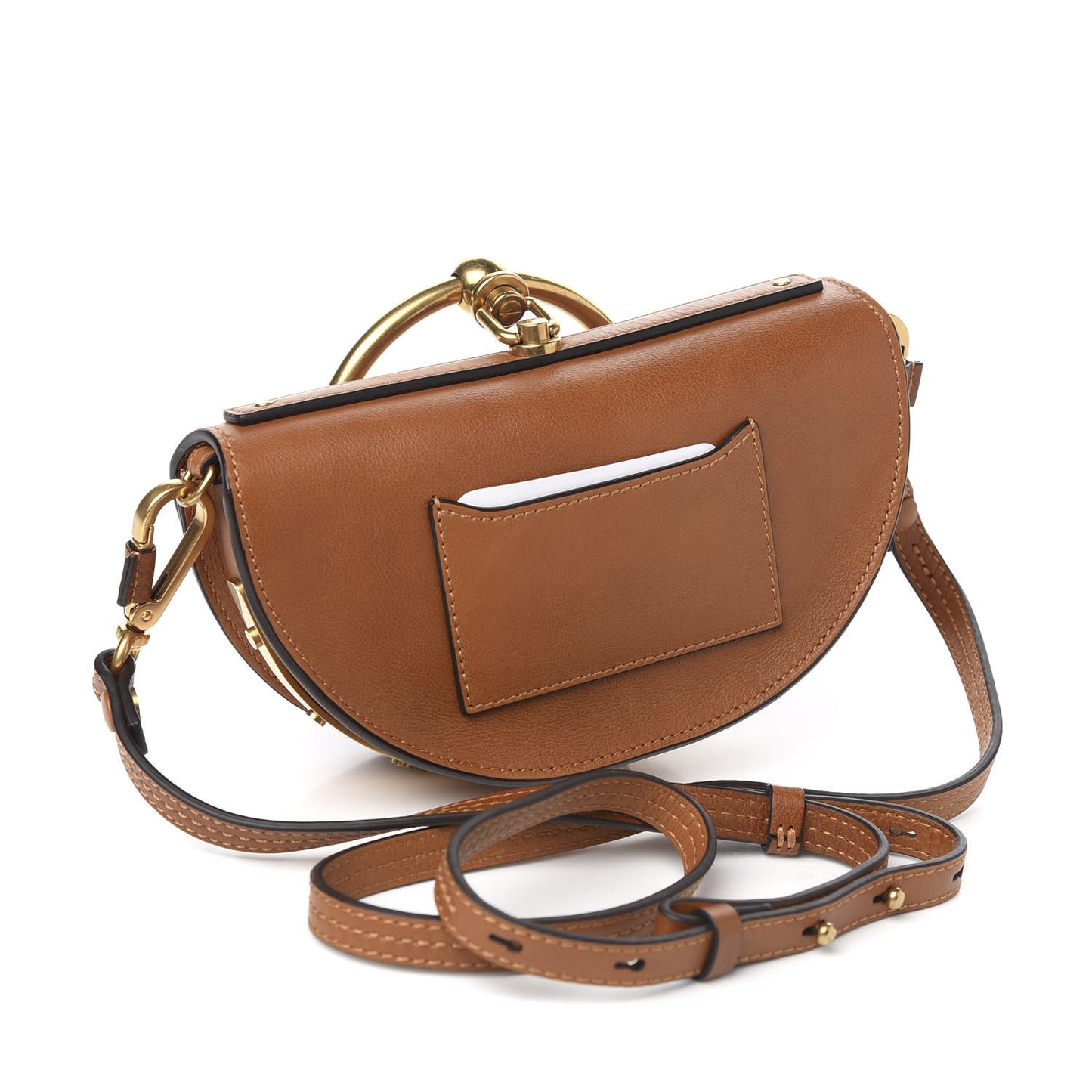 Calfskin Small Nile Bracelet Minaudiere Bag Caramel