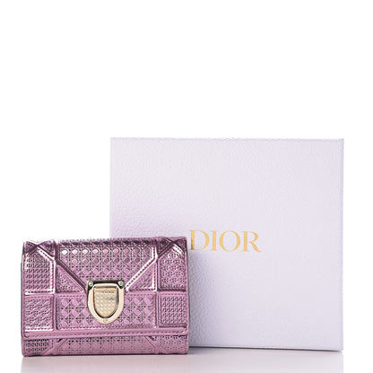 Christian Dior Metallic Patent Micro-Cannage Diorama Elancee Wallet Pink 12 of 12
