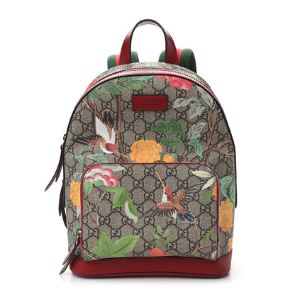 Gucci GG Supreme Monogram Tian Web Small Day Backpack Beige Multicolor Red 1 of 11