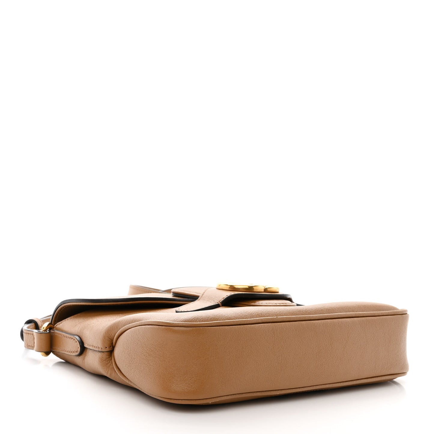New Sakai Calfskin Lux Web Small Dahlia Messenger Shoulder Bag Quarz Beige