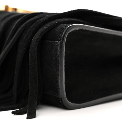 Saint Laurent Suede Fringe Small Monogram Satchel Black 9 of 11