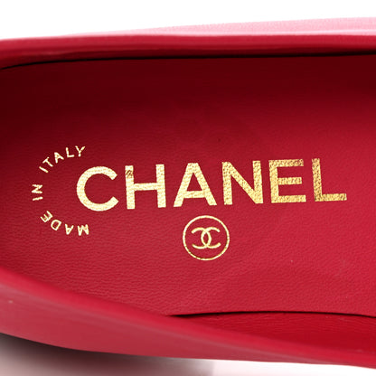 Chanel Lambskin Grosgrain Pearl CC Bow Ballerina Cap Toe Flats 37 Pink Black 8 of 14