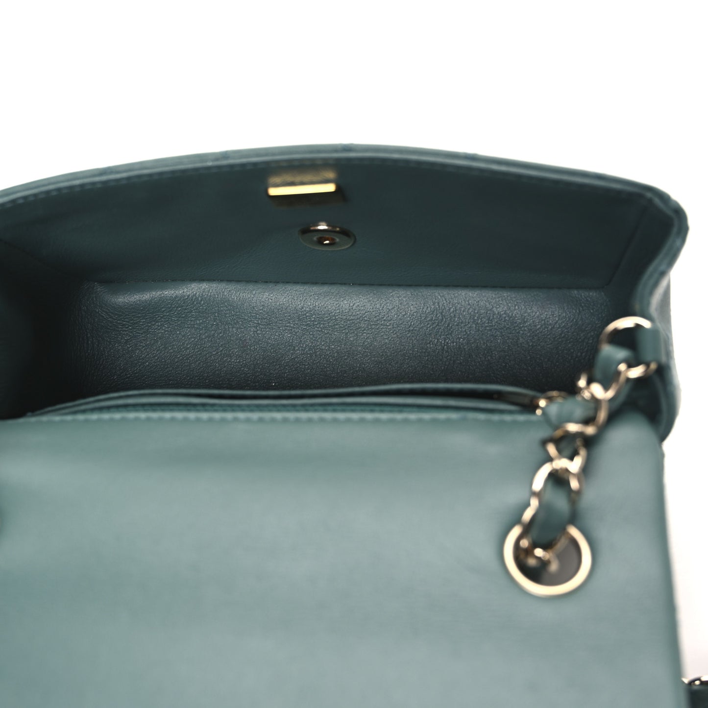 Lambskin Quilted Mini Rectangular Flap Dark Green