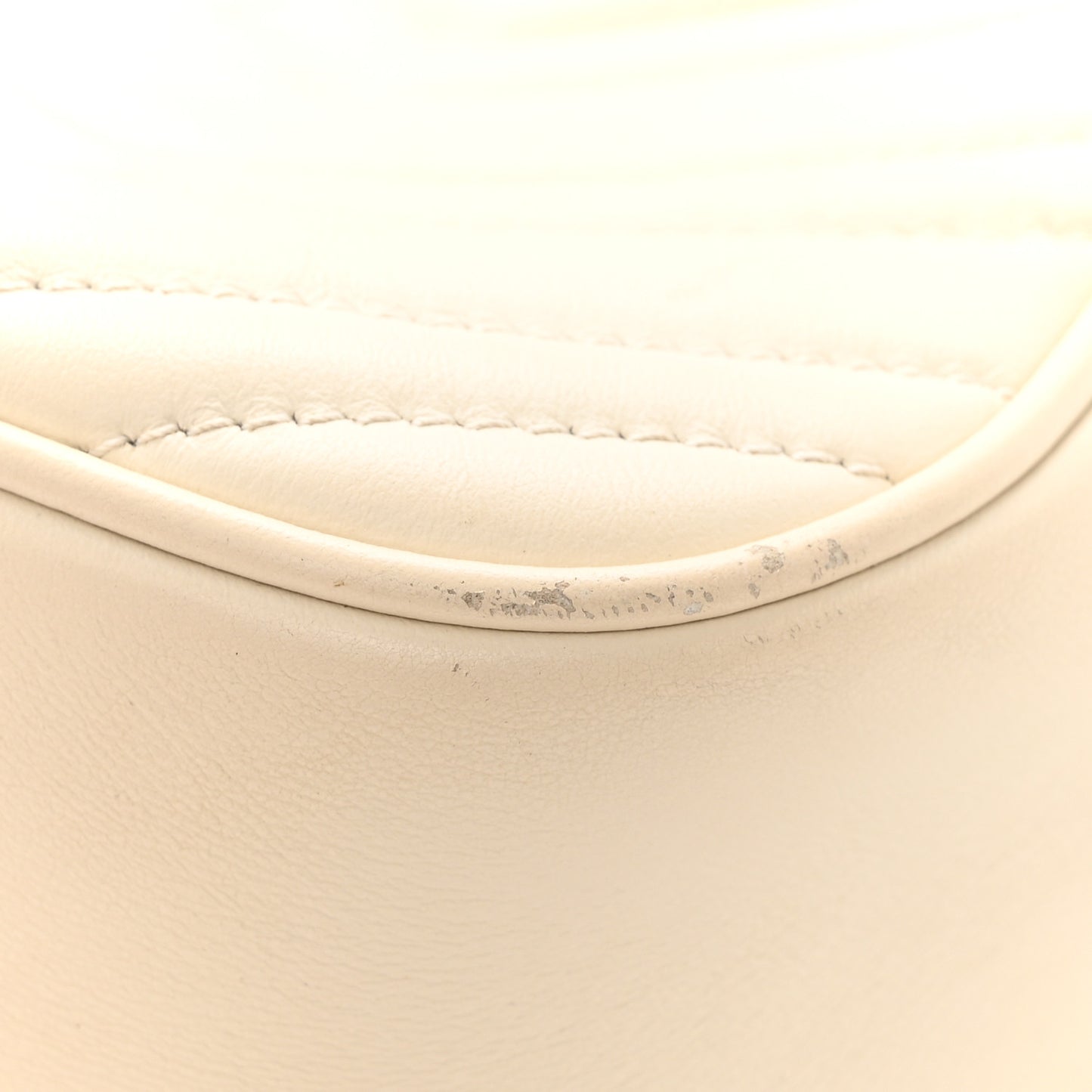 Calfskin Matelasse Small GG Marmont Chain Shoulder Bag White