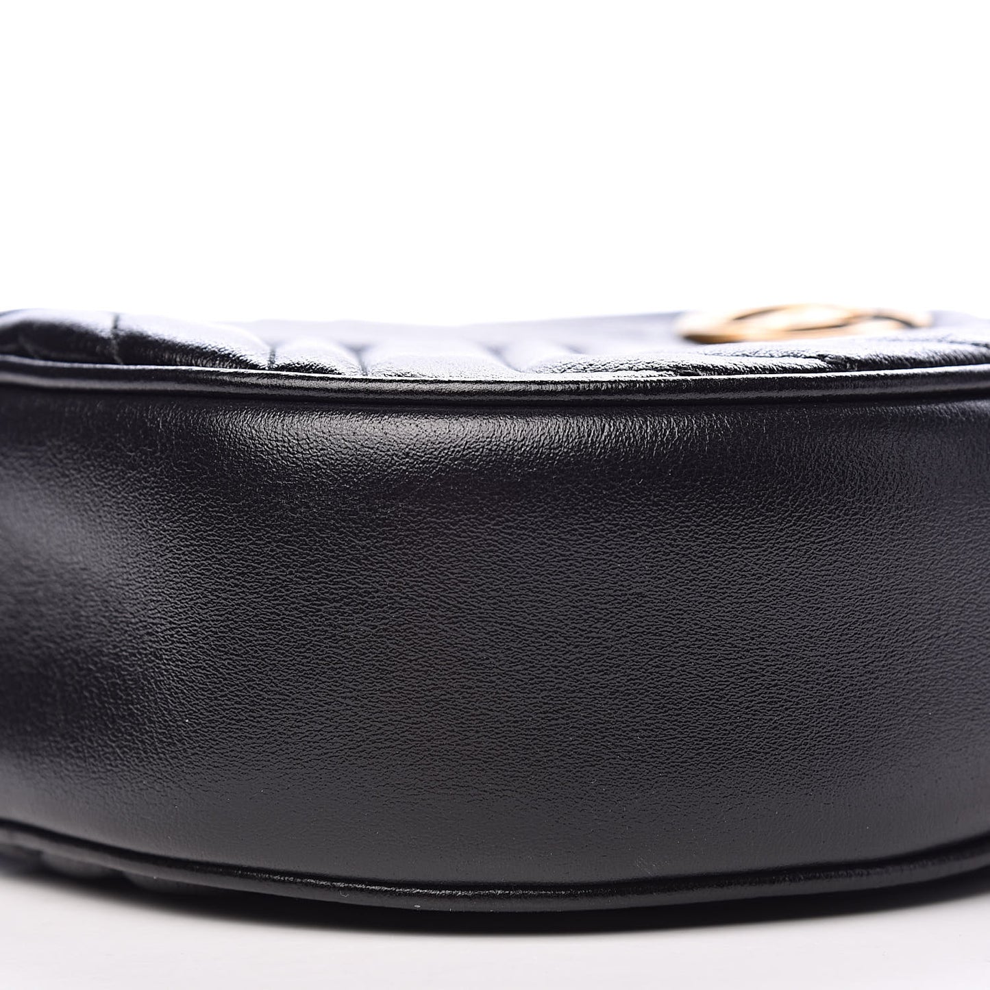 Azalea Calfskin Matelasse Heart Mini GG Marmont Round Shoulder Bag Black