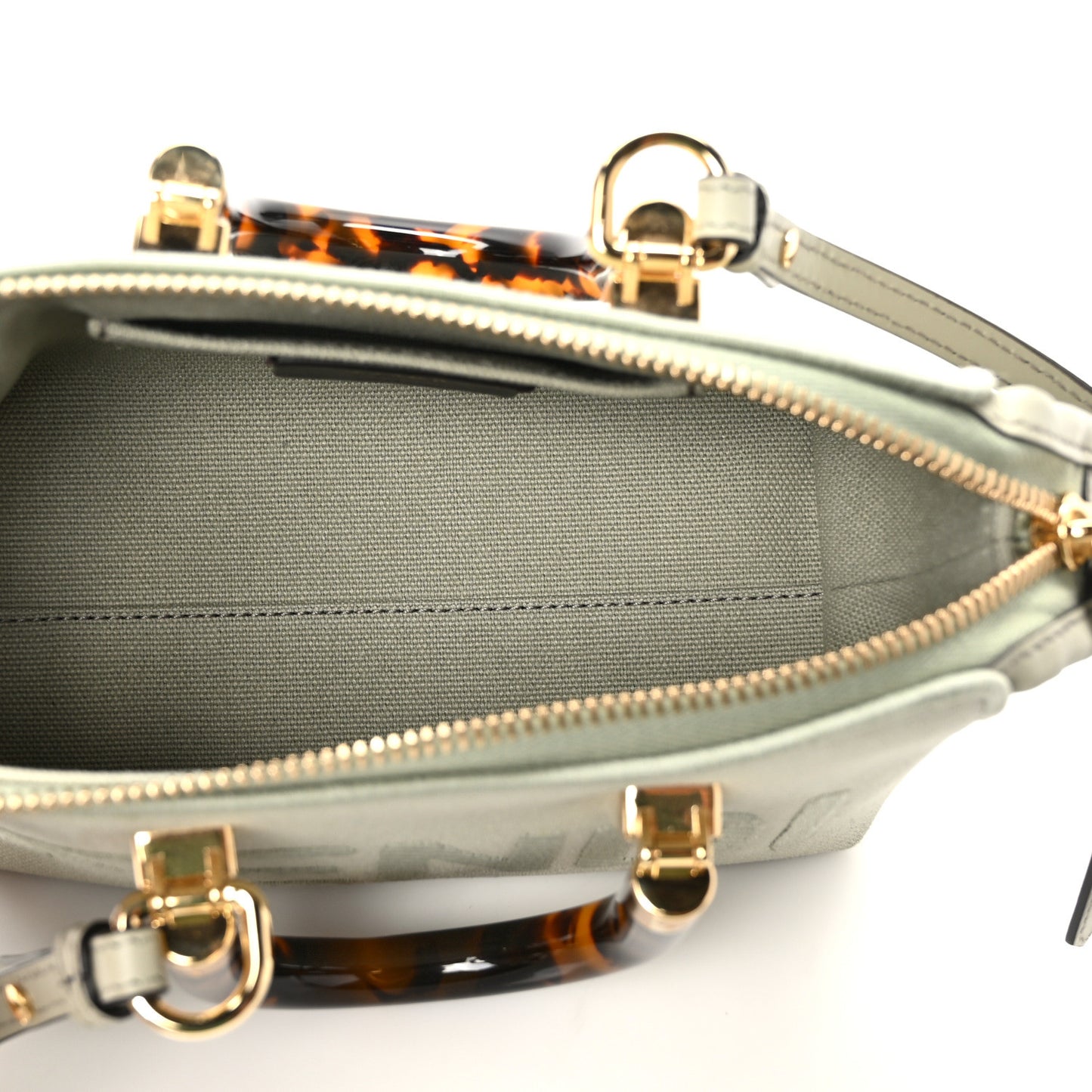 Canvas Vitello King Plexiglass Logo Embroidered Mini By The Way Top Handle Boston Bag Green Tea