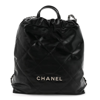 Chanel Shiny Calfskin Quilted Chanel 22 Backpack Black 1 of 10