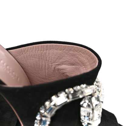 Gucci Suede Crystal Maxine Horsebit High Heel Slides 36.5 Black 11 of 11