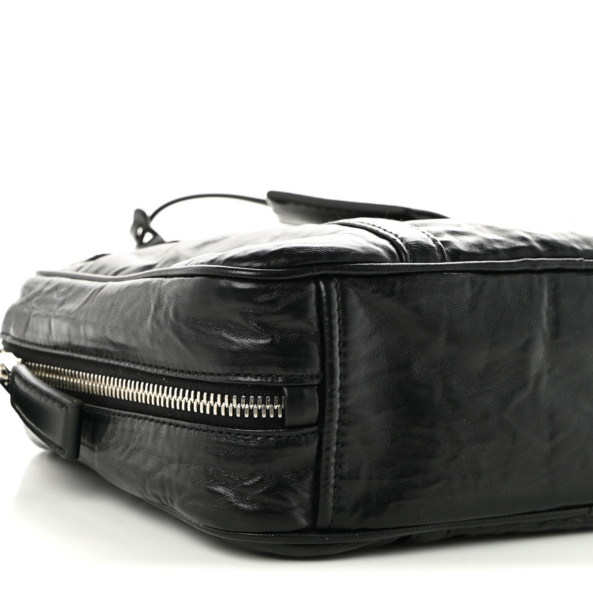 Nappa Antique Medium Re-Edition 2001 Two Handle Bag Black