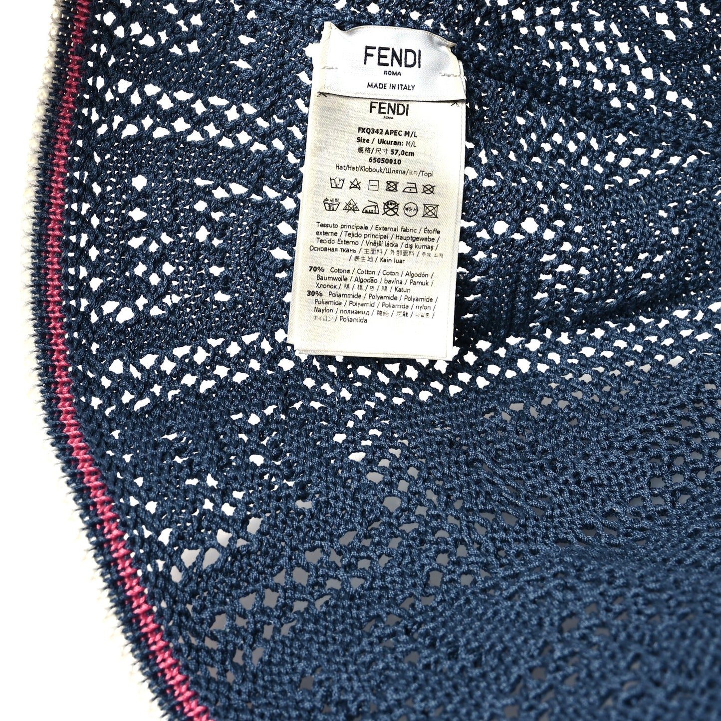 Cotton Rayon FF Knitted Bucket Hat M/L Blue