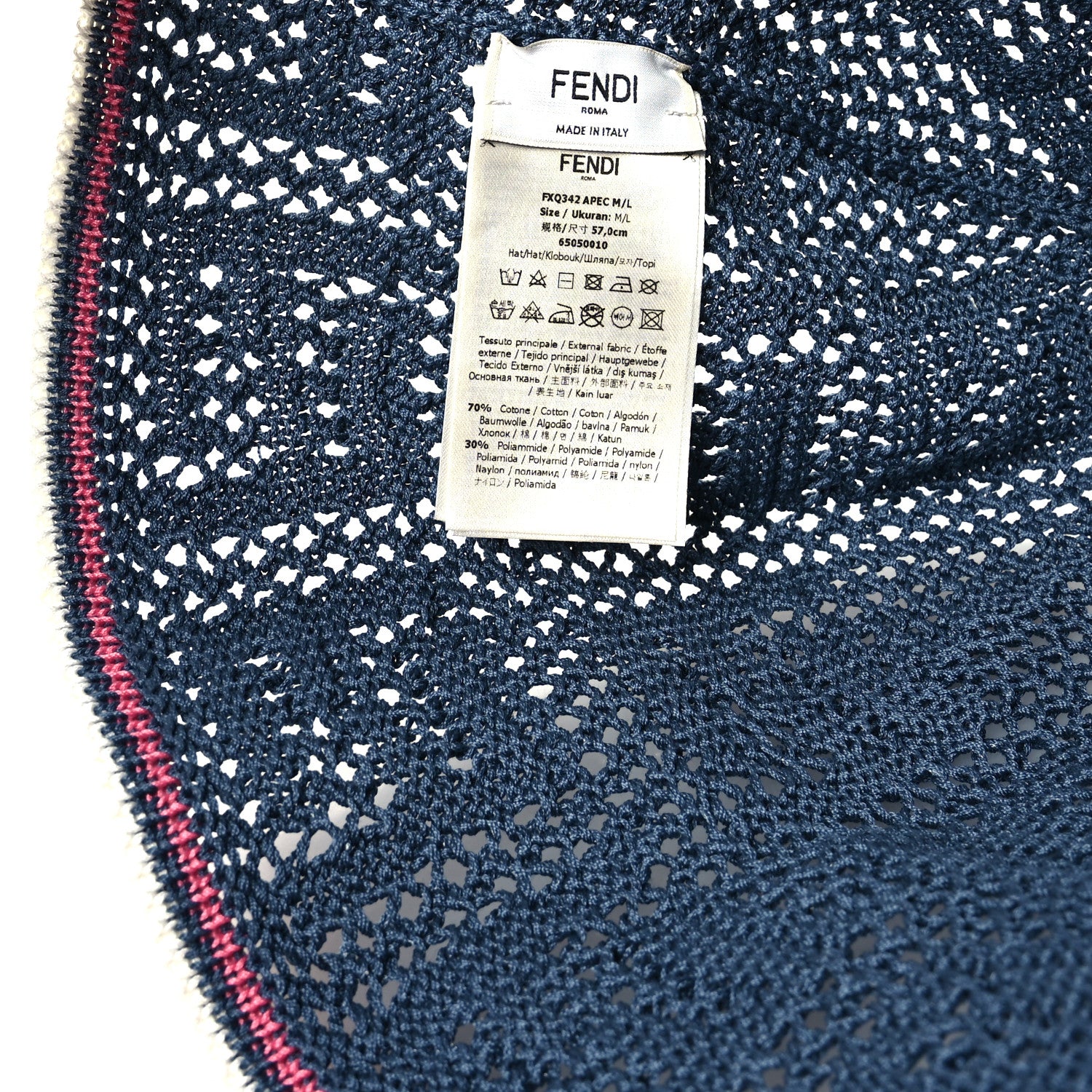 Fendi Cotton Rayon FF Knitted Bucket Hat M/L Blue 8 of 8