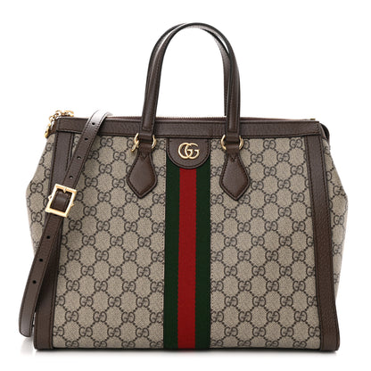 Gucci GG Supreme Monogram Web Medium Ophidia Tote Bag Brown 1 of 11