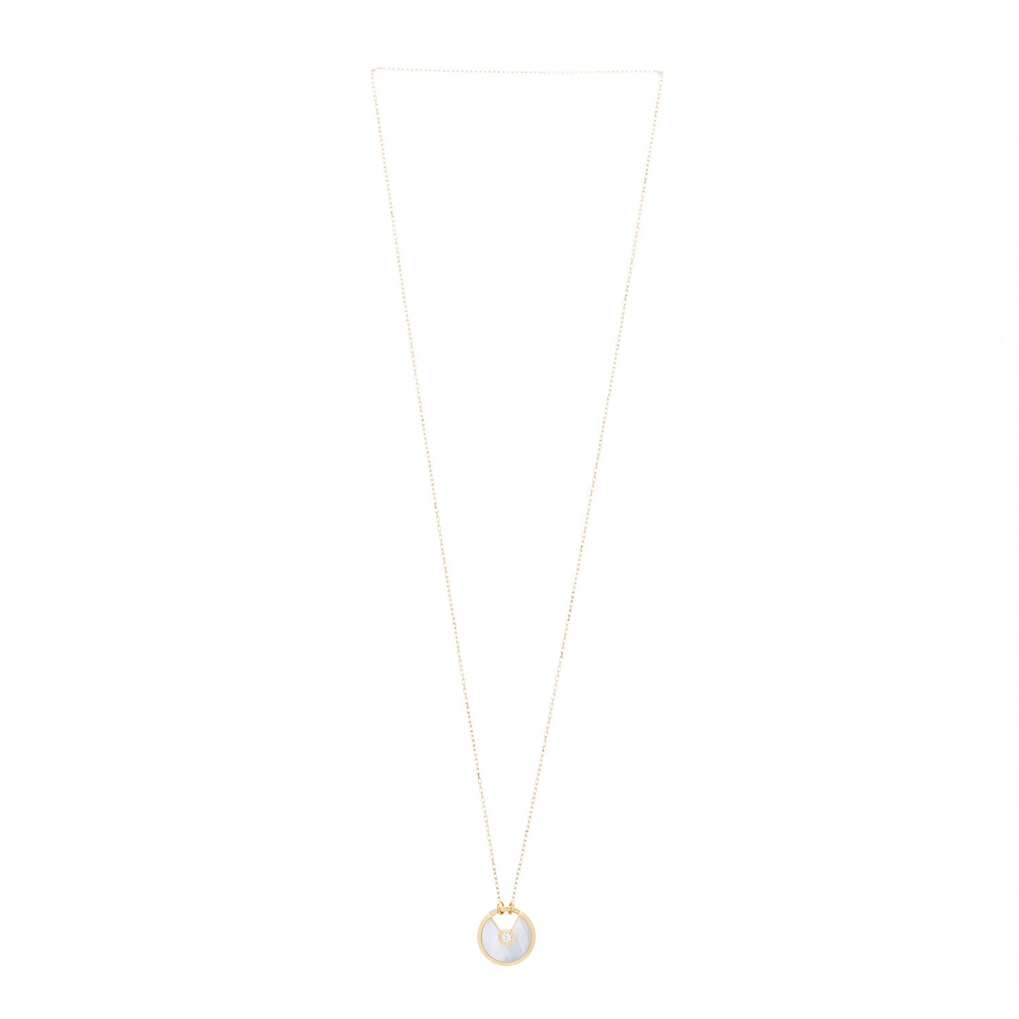 18K Yellow Gold Diamond Mother of Pearl SM Amulette de Cartier Pendant Necklace