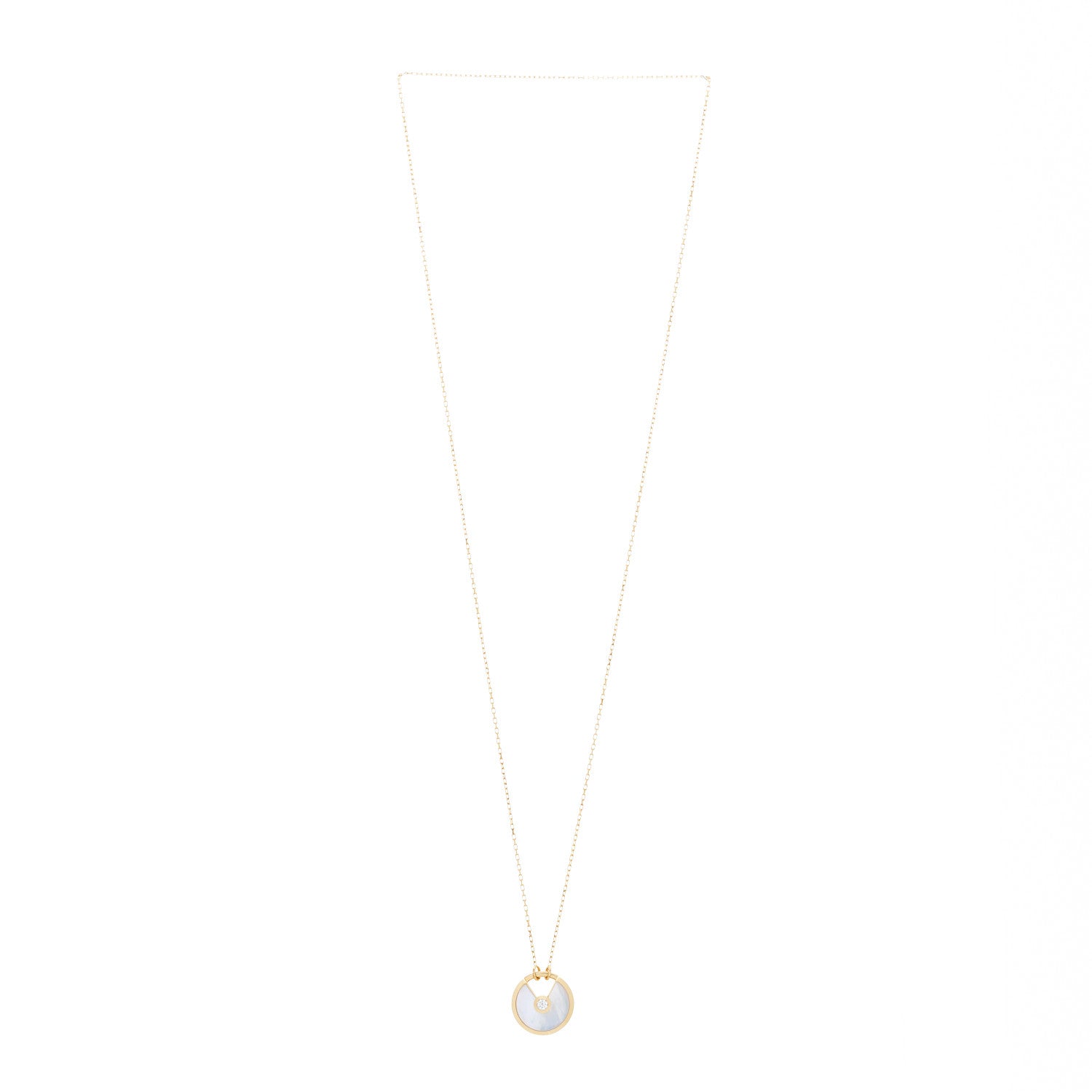 Cartier 18K Yellow Gold Diamond Mother of Pearl SM Amulette de Cartier Pendant Necklace 3 of 5