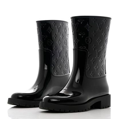 Louis Vuitton Rubber Embossed Monogram Splash Rain Short Boots 37 Black 3 of 9