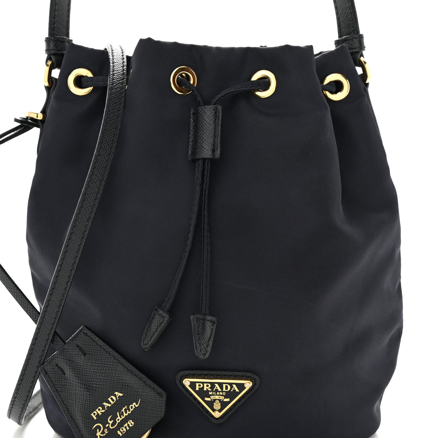 Prada Re-Nylon Saffiano Mini Re-Edition 1978 Bucket Bag Navy 7 of 9