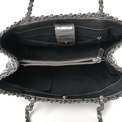 Chanel Metallic Aged Calfskin Quilted Small Chain Me Tote Silver 5 of 11