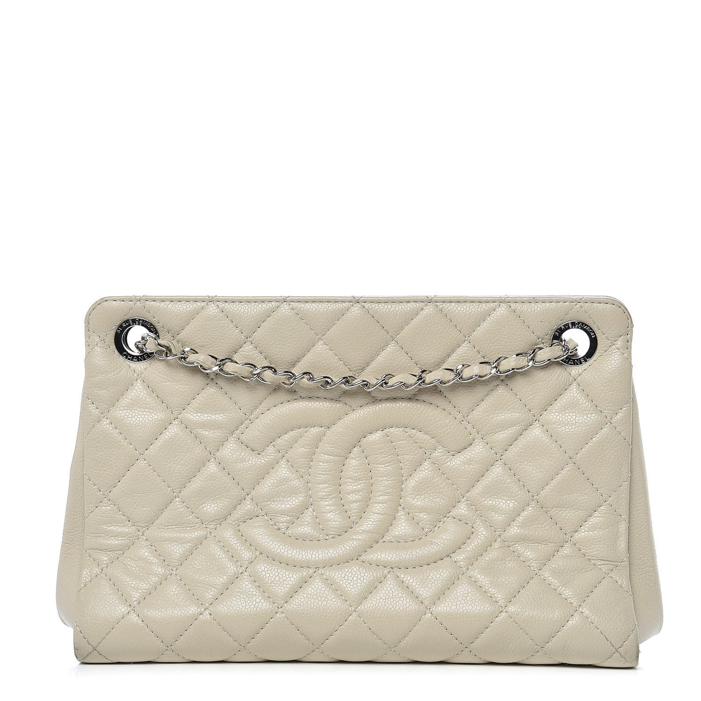 Caviar Quilted Timeless CC Shopping Tote Beige Clair
