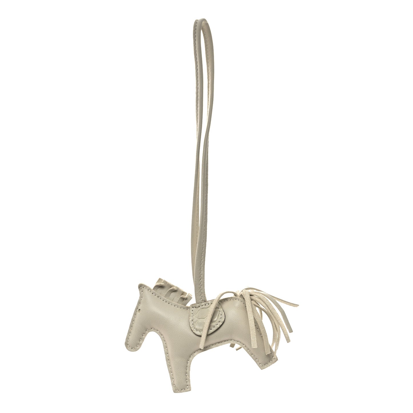 Milo Lambskin Matte Alligator Touch Grigri Rodeo Horse Bag Charm PM Craie Nata Beton