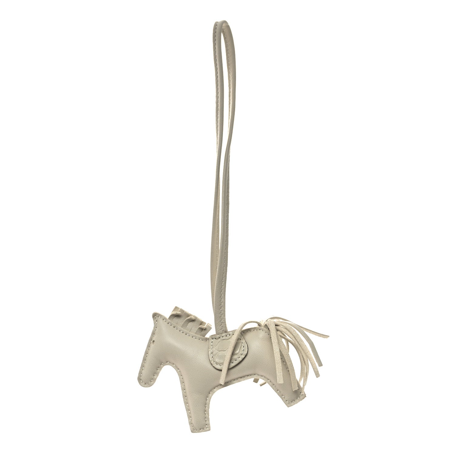 Hermes Milo Lambskin Matte Alligator Touch Grigri Rodeo Horse Bag Charm PM Craie Nata Beton 1 of 4