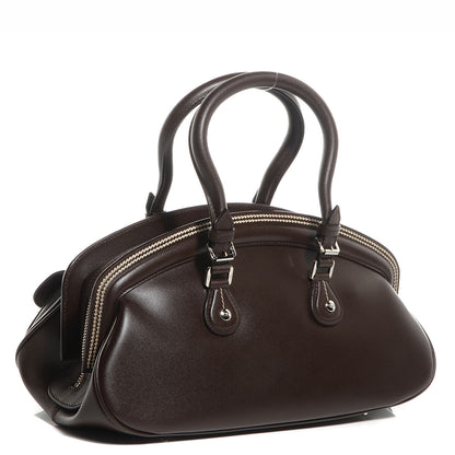Christian Dior Calfskin Medium Detective Zip Satchel Marron Fonce 3 of 8