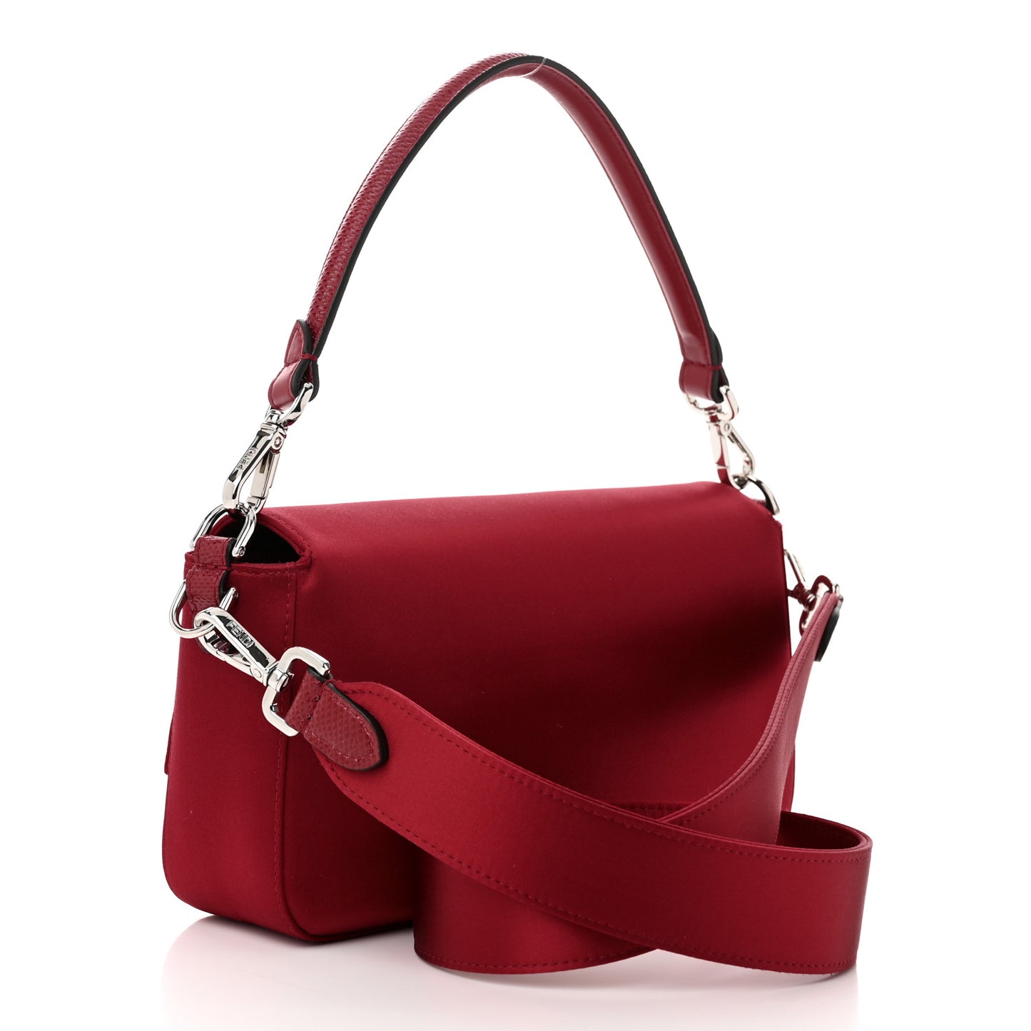 Satin Karung Crystal Baguette Rosso Scuro